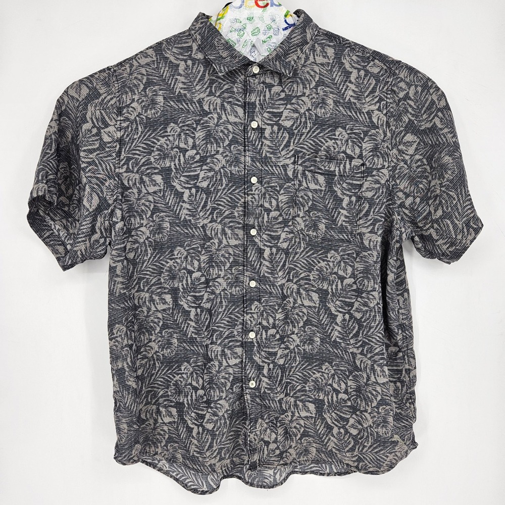 Tommy Bahama Shirt Mens XXL Tencel Camp Hawaiian Gray Floral Button Up Floral